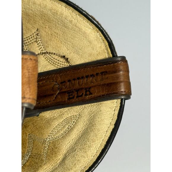 Abilene Womens Soft Elk Leather Brown Cowboy Western Boots Made in USA Size 10.5 - Picture 3 of 13